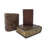 Set of Three Old Folk Art Carved Books, One Stone + Two Wood