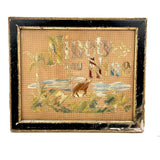 Ninety and Nine, Late 19th Century Punch Paper Embroidery with Lost Lamb, Original Frame