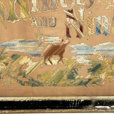 Ninety and Nine, Late 19th Century Punch Paper Embroidery with Lost Lamb, Original Frame