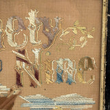 Ninety and Nine, Late 19th Century Punch Paper Embroidery with Lost Lamb, Original Frame