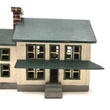 Grand Little White and Green House with Eaves, Porches and Pillars