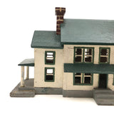 Grand Little White and Green House with Eaves, Porches and Pillars