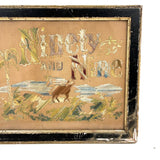 Ninety and Nine, Late 19th Century Punch Paper Embroidery with Lost Lamb, Original Frame