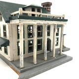 Grand Little White and Green House with Eaves, Porches and Pillars