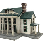 Grand Little White and Green House with Eaves, Porches and Pillars