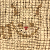 Victorian (1880s) Needlepoint Cat Over Wood Panel with Dated Newspaper on Reverse (Framed as Found, No Glass)i