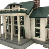 Grand Little White and Green House with Eaves, Porches and Pillars