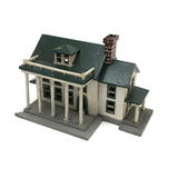 Grand Little White and Green House with Eaves, Porches and Pillars