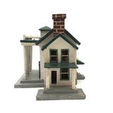 Grand Little White and Green House with Eaves, Porches and Pillars