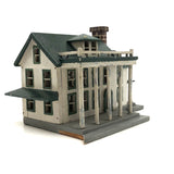 Grand Little White and Green House with Eaves, Porches and Pillars