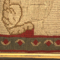 Victorian (1880s) Needlepoint Cat Over Wood Panel with Dated Newspaper on Reverse (Framed as Found, No Glass)i