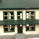 Grand Little White and Green House with Eaves, Porches and Pillars
