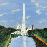 Poignant Vintage Folk Art Painting of Washington Monument, Signed E.C. Sullivan