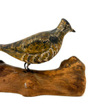Charming c. 1950s Maine Folk Art Carved and Painted Ruffled Grouse