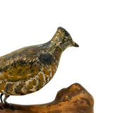Charming c. 1950s Maine Folk Art Carved and Painted Ruffled Grouse