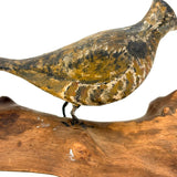 Charming c. 1950s Maine Folk Art Carved and Painted Ruffled Grouse