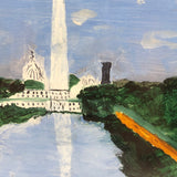 Poignant Vintage Folk Art Painting of Washington Monument, Signed E.C. Sullivan