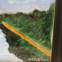 Poignant Vintage Folk Art Painting of Washington Monument, Signed E.C. Sullivan