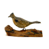 Charming c. 1950s Maine Folk Art Carved and Painted Ruffled Grouse