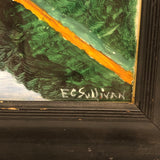 Poignant Vintage Folk Art Painting of Washington Monument, Signed E.C. Sullivan