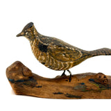 Charming c. 1950s Maine Folk Art Carved and Painted Ruffled Grouse