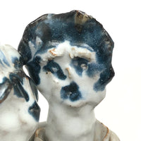 Loving Couple on Bench, Unsigned Vintage Clay Sculpture