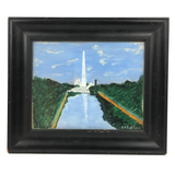Poignant Vintage Folk Art Painting of Washington Monument, Signed E.C. Sullivan