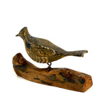 Charming c. 1950s Maine Folk Art Carved and Painted Ruffled Grouse
