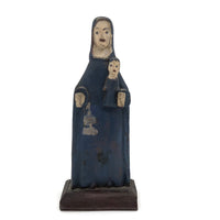 Wonderfully Primitive Carved Polychrome Folk Art Madonna with Baby Jesus