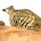 Charming c. 1950s Maine Folk Art Carved and Painted Ruffled Grouse