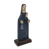 Wonderfully Primitive Carved Polychrome Folk Art Madonna with Baby Jesus