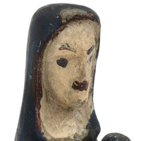 Wonderfully Primitive Carved Polychrome Folk Art Madonna with Baby Jesus