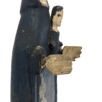Wonderfully Primitive Carved Polychrome Folk Art Madonna with Baby Jesus