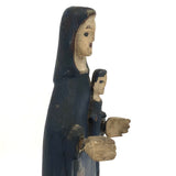 Wonderfully Primitive Carved Polychrome Folk Art Madonna with Baby Jesus
