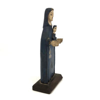 Wonderfully Primitive Carved Polychrome Folk Art Madonna with Baby Jesus