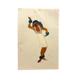 Hula Dancer, c. 1940s-50s Folk Art Watercolor Drawing