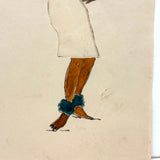 Hula Dancer, c. 1940s-50s Folk Art Watercolor Drawing