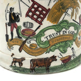 Long Life and Success to the Farmer, c. 1830s Excellent Condition Handpainted Transferware Mug