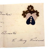 Hair Wreath and Cut Paper Heart for Mary Woodard, Kind Teacher, c. 1840s