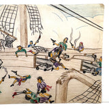 Pirate Battle with Guns and Swords! Excellent Vintage Kid Crayon Drawing + Bonus Pirate Ship Drawing