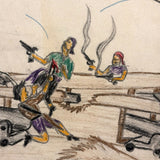 Pirate Battle with Guns and Swords! Excellent Vintage Kid Crayon Drawing + Bonus Pirate Ship Drawing