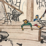 Pirate Battle with Guns and Swords! Excellent Vintage Kid Crayon Drawing + Bonus Pirate Ship Drawing