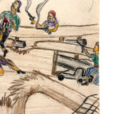 Pirate Battle with Guns and Swords! Excellent Vintage Kid Crayon Drawing + Bonus Pirate Ship Drawing