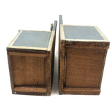 Antique Folk Art Cigar Box Wood Doll Chest with Mirror Plus Wash Stand in Blue and Silver