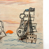 Pirate Battle with Guns and Swords! Excellent Vintage Kid Crayon Drawing + Bonus Pirate Ship Drawing