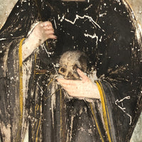 Santa Rita de Cascia with Skull, 19th C. Spanish Colonial Retablo on Tin