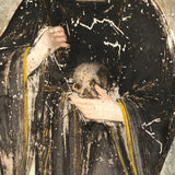 Santa Rita de Cascia with Skull, 19th C. Spanish Colonial Retablo on Tin