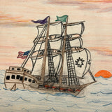 Pirate Battle with Guns and Swords! Excellent Vintage Kid Crayon Drawing + Bonus Pirate Ship Drawing