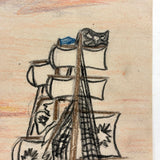 Pirate Battle with Guns and Swords! Excellent Vintage Kid Crayon Drawing + Bonus Pirate Ship Drawing