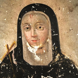 Santa Rita de Cascia with Skull, 19th C. Spanish Colonial Retablo on Tin